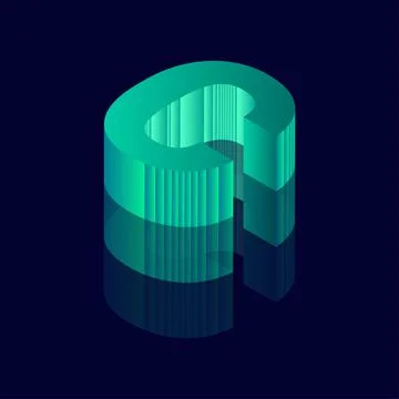 Isometric letter C. Vector illustration with 3D letter C Stock Illustration
