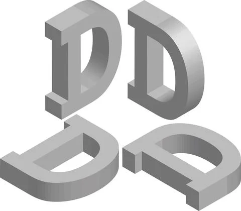 Isometric letter D. Template for creating logos, emblems, monograms Stock Illustration