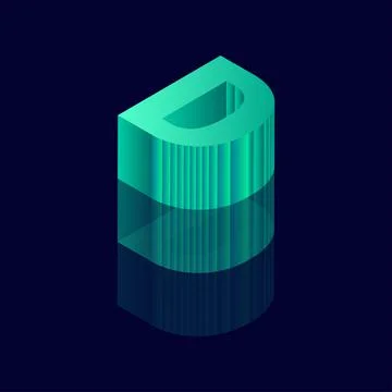 Isometric letter D. Vector illustration with 3D letter D Stock Illustration