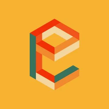 Isometric Letter E Icon Design Element Stock Illustration