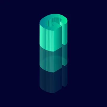 Isometric letter G. Vector illustration with 3D letter G Stock Illustration