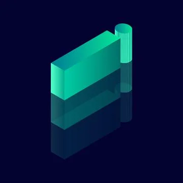 Isometric letter I. Vector illustration with 3D letter I Stock Illustration