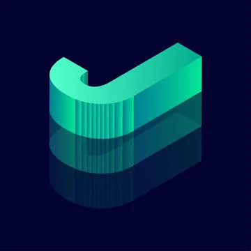 Isometric letter J. Vector illustration with 3D letter J Stock Illustration