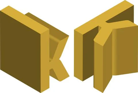 Isometric letter k. Template for creating logos, emblems, monograms Stock Illustration