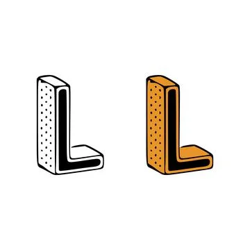 Isometric letter l doodle vector illustration on white background. Letters cl Stock Illustration