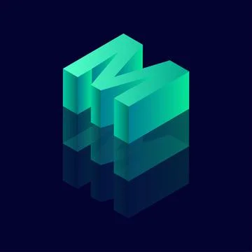 Isometric letter M. Vector illustration with 3D letter M Stock Illustration