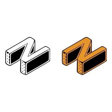 Isometric letter n doodle vector illustration on white background. Letters cl Stock Illustration