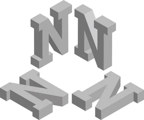 Isometric letter N. Template for creating logos, emblems, monograms Stock Illustration