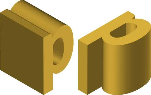 Isometric letter p. Template for creating logos, emblems, monograms Stock Illustration