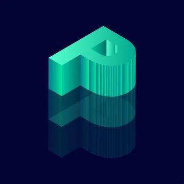 Isometric letter P. Vector illustration with 3D letter P Stock Illustration