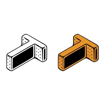 Isometric letter t doodle vector illustration on white background. Letters cl Stock Illustration