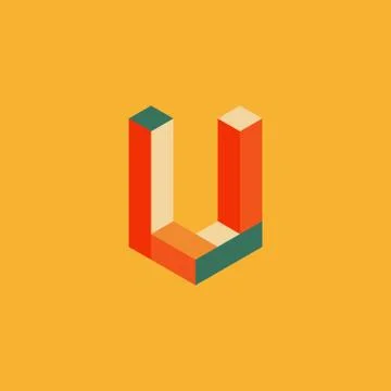 Isometric Letter U Icon Design Element Stock Illustration