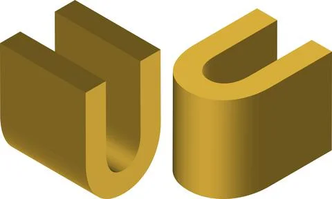 Isometric letter U. Template for creating logos, emblems, monograms Stock Illustration