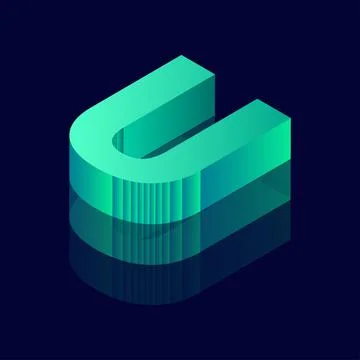 Isometric letter U. Vector illustration with 3D letter U Stock Illustration