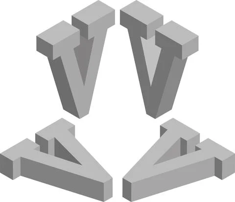 Isometric letter V. Template for creating logos, emblems, monograms Stock Illustration
