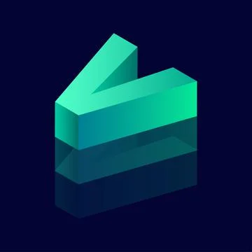 Isometric letter V. Vector illustration with 3D letter V Stock Illustration