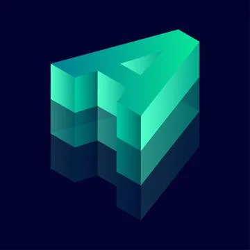 Isometric letter A. Vector illustration with 3D letter A Stock Illustration