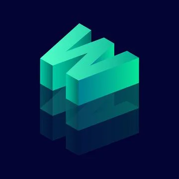 Isometric letter W. Vector illustration with 3D letter W Stock Illustration
