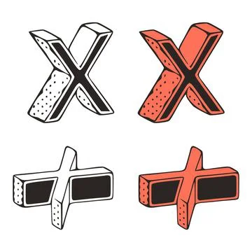 Isometric letter x doodle vector illustration on white background. Stylized l Stock Illustration