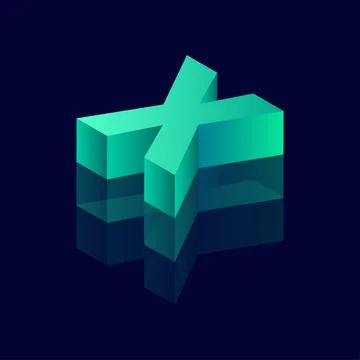 Isometric letter X. Vector illustration with 3D letter X Stock Illustration