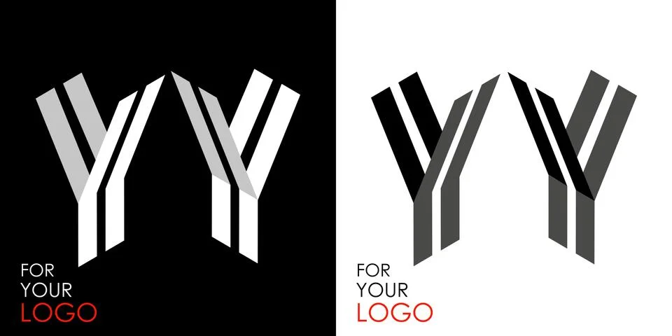 Isometric letter Y in two perspectives. From stripes, lines. Template for Stock Illustration
