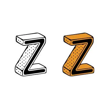 Isometric letter z doodle vector illustration on white background. Letters cl Stock Illustration