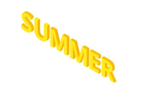 Isometric lettering composition of Summer Vacation isolated on white background. Stock Illustration