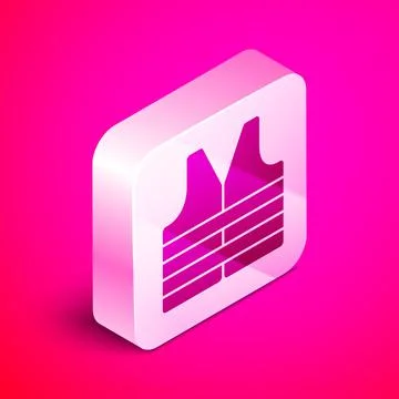 Isometric Life jacket icon isolated on pink background. Life vest icon. Extreme Stock Illustration