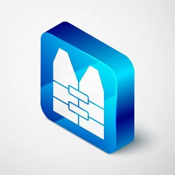Isometric Life jacket icon isolated on grey background. Life vest icon. Ext.. 库存插图