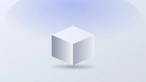 Isometric light gray cube on soft gradient background Stock Illustration