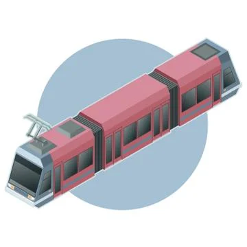 Isometric light train on circle background Stock Illustration