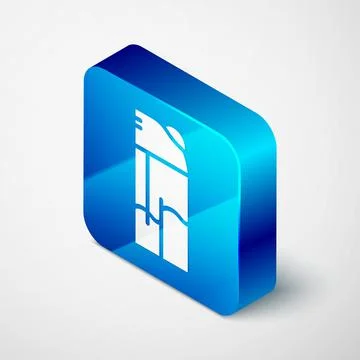 Isometric Lighter icon isolated on grey background. Blue square button. Vector Stock Illustration