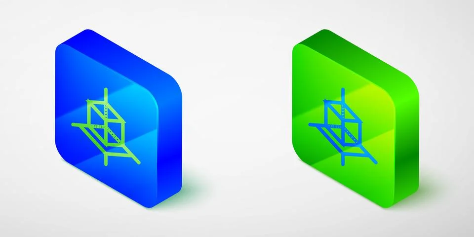 Isometric line 3d modeling icon isolated on grey background. Augmented realit Illustrazione stock