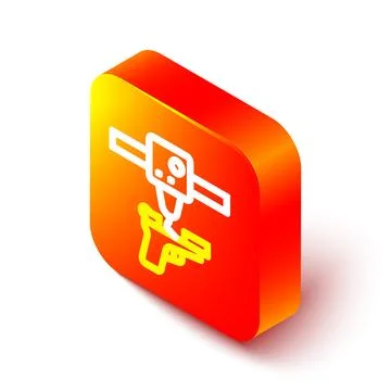 Isometric line 3D printer gun icon isolated on white background. 3d printing Illustrazione stock