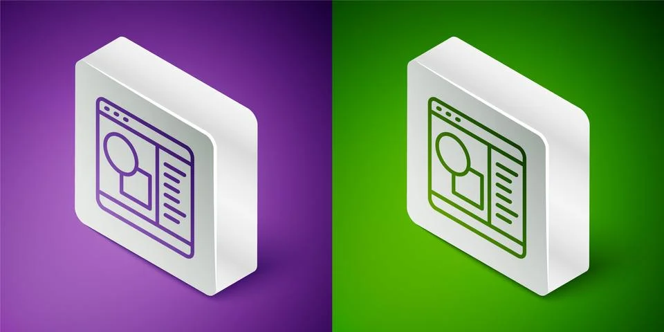 Isometric line 3D printer software icon isolated on purple and green background Stock Illustration