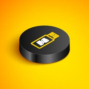 Isometric line 5G modem for fast mobile Internet icon isolated on yellow Illustrazione stock