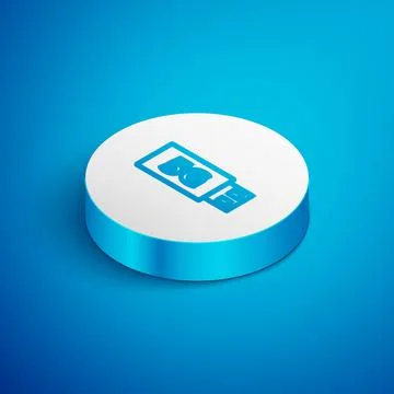 Isometric line 5G modem for fast mobile Internet icon isolated on blue Illustrazione stock