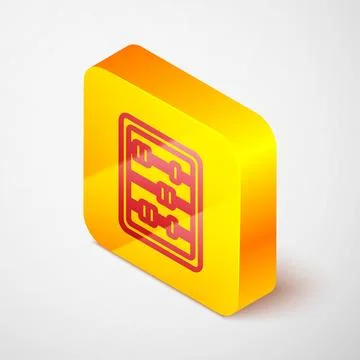 Isometric line Abacus icon isolated on grey background. Traditional counting  Illustrazione stock