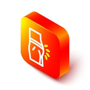 Isometric line Abdominal bloating icon isolated on white background Stock Illustration