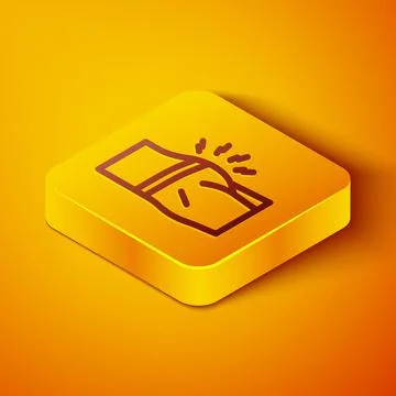 Isometric line Abdominal bloating icon isolated on orange background Stock Illustration