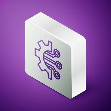Isometric line Algorithm icon isolated on purple background. Algorithm symbol Stock Illustration