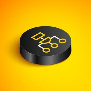 Isometric line Algorithm icon isolated on yellow background. Algorithm symbol 스톡 일러스트