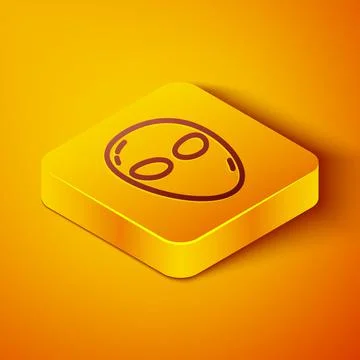 Isometric line Alien icon isolated on orange background. Extraterrestrial alien 库存插图
