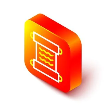 Isometric line Ancient papyrus scroll icon isolated on white background Stock Illustration