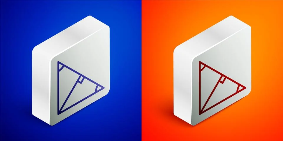 Isometric line Angle bisector of a triangle icon isolated on blue and orange Stock Illustration