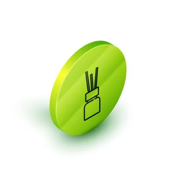 Isometric line Aroma diffuser icon isolated on white background. Glass jar Stock Illustration