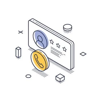Isometric line art representation of technical support elements, including a  イラスト素材