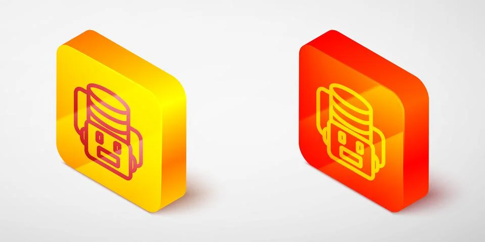 Isometric line Artificial intelligence robot icon isolated on grey background Stock Illustration