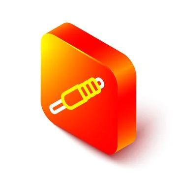 Isometric line Audio jack icon isolated on white background. Audio cable for Stock Illustration