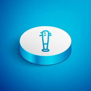 Isometric line Baseball bat with nails icon isolated on blue background. Violent Stock Illustration